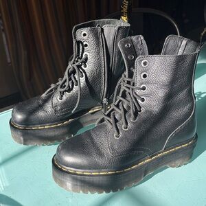 Jadon Pisa Black Leather platform Women's Boots